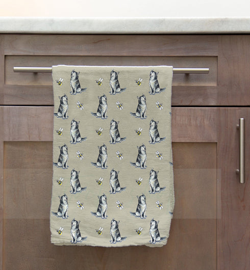 Husky & Bee Tea Towel